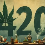 Die Zahl 420 als Symbol der Cannabis-Kultur, oft mit Bezug auf den 20. April als inoffiziellen Feiertag für Cannabis-Konsumenten.